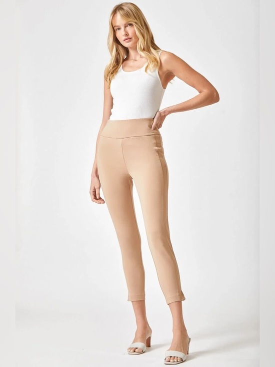 Dear Scarlett Pants - Dear Scarlett Magic High Waisted Skinny 28” Crop Pants in Beige